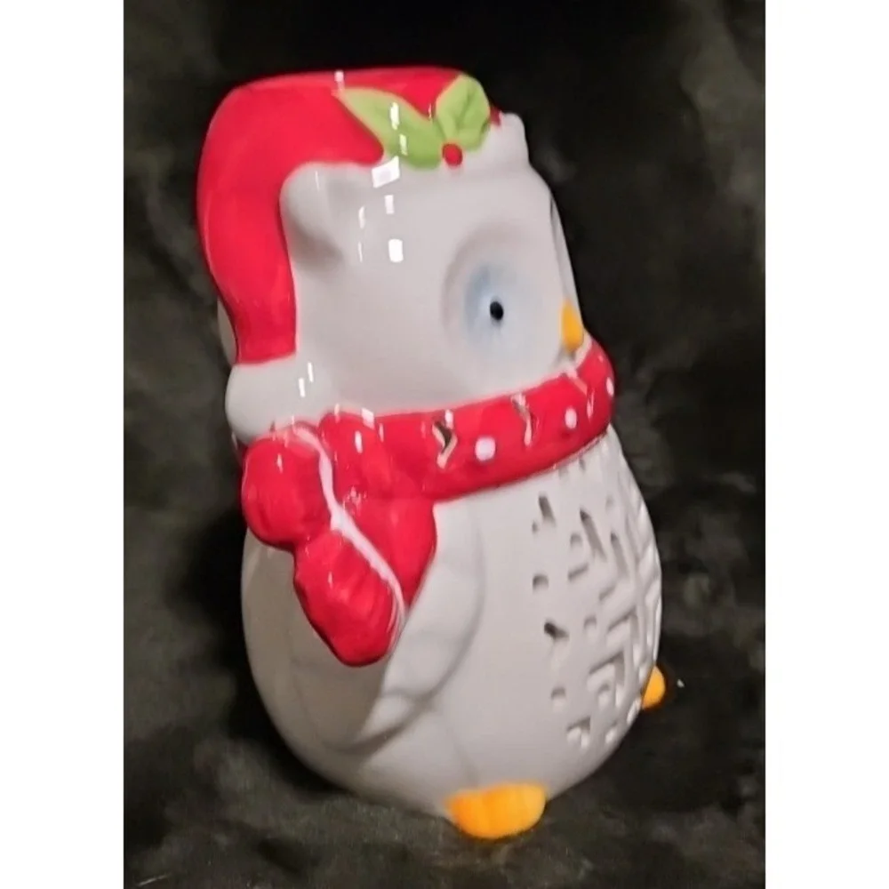 NEW Holiday Time‎ WHITE OWL Ceramic Tealight